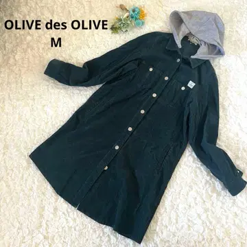 올리브 데 올리브 롱 셔츠 코듀로이 원피스 코트 그린 M 후드 부착