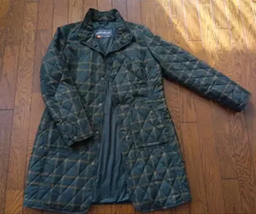 에디바우어 퀼팅 충전솜 코트 L 다크 그린 체크