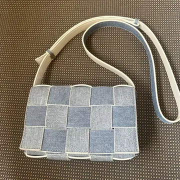 데님 뜨개질 숄더백