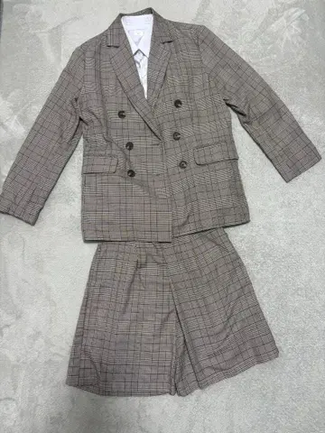 체크 무늬 자켓 & 숏팬츠 세트 160A