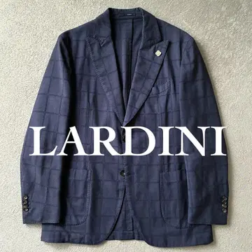 LARDINI 테일러드 자켓 최고급 실크 네이비 블레이저 52