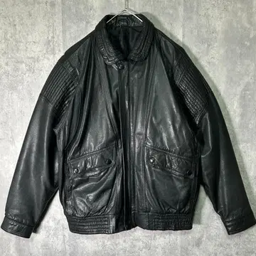 천연 가죽 가죽 자켓 짧은 기장 블랙 빈티지 어깨 패드 없음