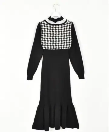 evelyn 하운드투스 체크 머메이드 니트 원피스