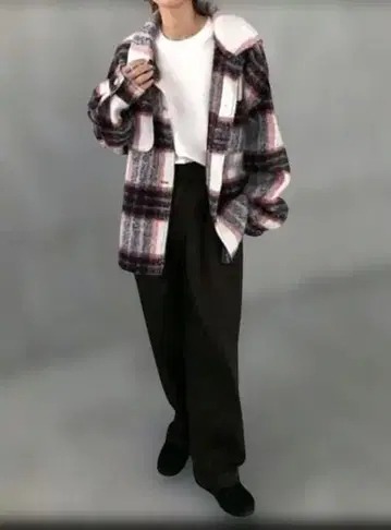 SHEIN FRIFUL 체크 무늬 오버 사이즈 자켓