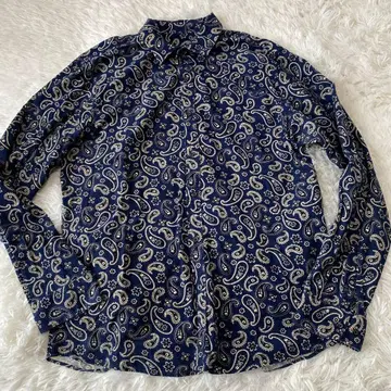 해외 구제 의류 긴팔 셔츠 코듀로이 페이즐리 올 패턴