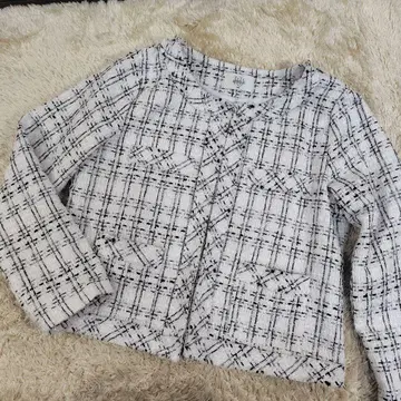 HUG.U 트위드 노카라 자켓 빅 사이즈