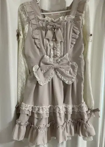 LIZLISA 티아라 리본 티어드 원피스 핑크