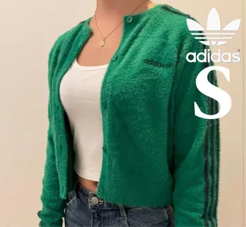 adidas 플러피 니트 가디건 그린 리나티 착용