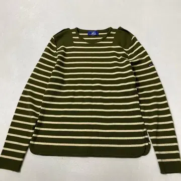 SAINT JAMES 여성용 보더 어깨 버튼 니트 풀오버