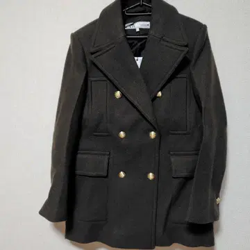 새상품, ZARA 다크 그린 더블 브레스트 피코트 S(M)