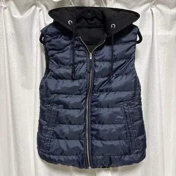 [ 새상품급 ] PLST 리버서블 후드 부착 네이비 다운 베스트 S