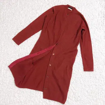 mixury 캐시미어 100% 롱 가디건 레드 보르도