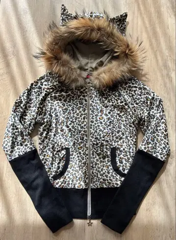 JSG 고양이 귀 레오파드 무늬 후드티 Y2K 헤이세이 그런지