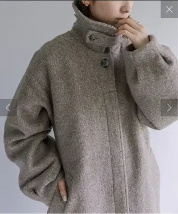 mystic 스탠 칼라 롱 코트 브라운