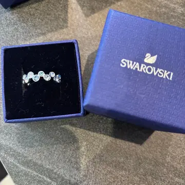 오늘까지 Swarovski 실버 스톤 부착 반지 스카이블루 블루