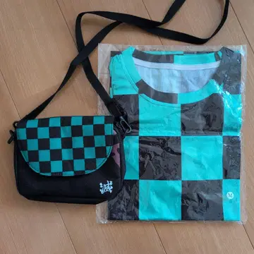 체커 패턴 T셔츠와 백 세트