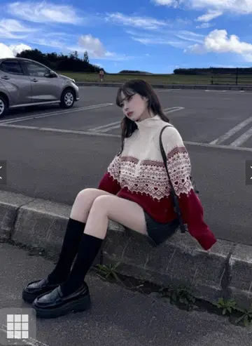 노르딕 무늬 하프 지퍼 니트탑[gn330]