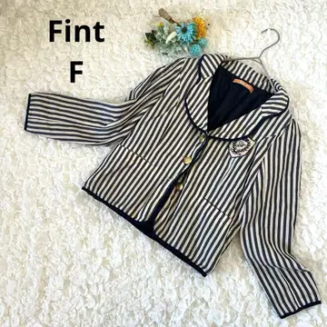 핀 스트라이프 자켓 골드 버튼 레트로 마린 네이비/화이트 F 새상품급