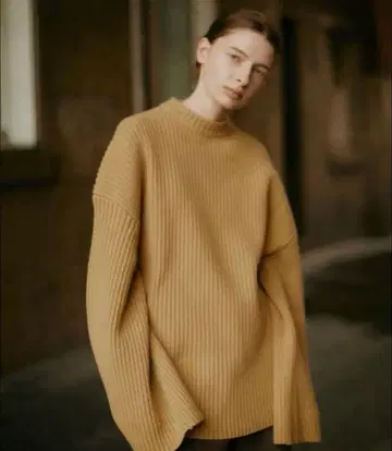 shishikui big 리브 니트 카멜 프리 사이즈