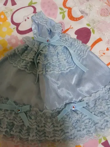 핸드메이드 바비 제니용 스카이블루 리본 포함 원숄더 드레스