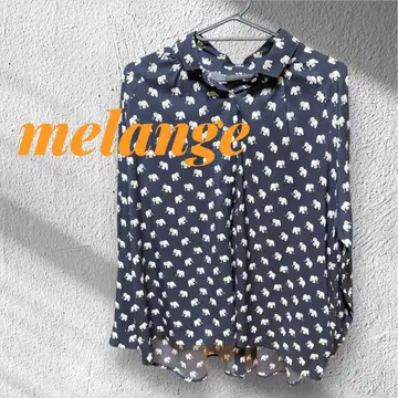 melange 코끼리 패턴 네이비 보송보송 긴팔 셔츠