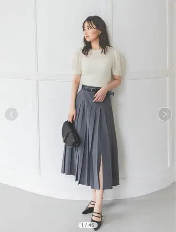 SNIDEL 벨트 포함 플리츠 롱 스커트
