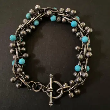 빈티지 멕시코 실버 터콰이즈 DNA 링크 팔찌