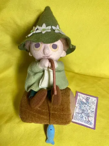 택 포함 1990년 스너프킨 봉제 인형 마스코트 낚시 레트로