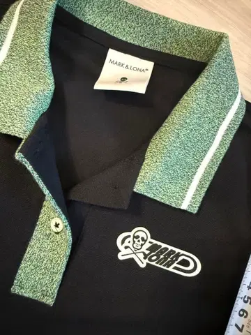 MARK & LONA 피케 셔츠 M 블랙/그린