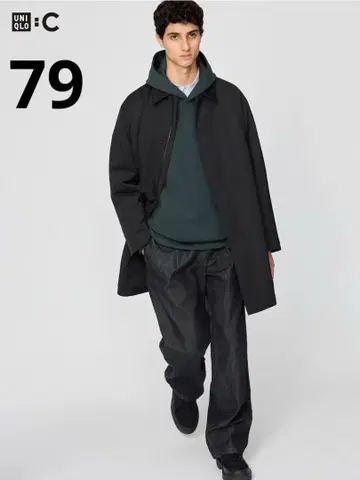 UNIQLO C 턱 스트레이트 팬츠/데님 블랙 79