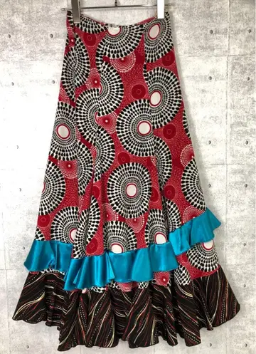 SONIAJOHNES 에키조틱 패턴 볼륨 프릴 팔다 스커트