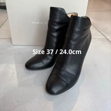 FABIO RUSCONI 블랙 가죽 하이힐 부츠 24cm