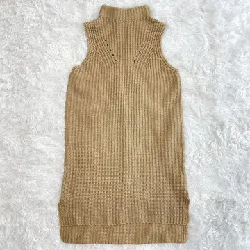 마제스틱 레곤 롱 니트 베스트 하이넥 M 베이지 슬릿