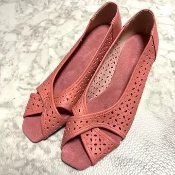 82 새상품 BENEBIS 24.5cm 오픈토 웨지힐 펌프스