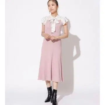 새상품 레이디 아젤 니트 도킹 플라워 원피스 롱