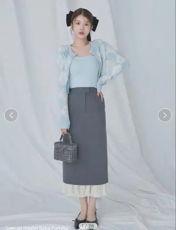 플리츠 도킹 내로우 스커트