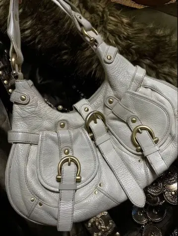 00s grunge leather buckle hobo 숄더백