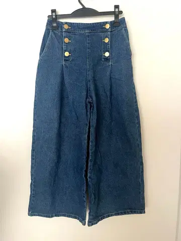 하이웨스트 와이드 레그 데님 팬츠