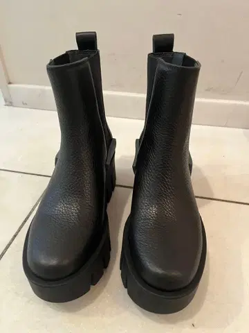 블랙 사이드 고어 부츠 플랫폼 밑창