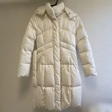 핑키&다이앤 화이트 후드 부착 롱 다운 코트 리버서블