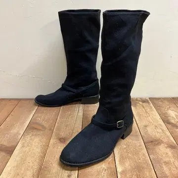 롱 부츠 종아리 길이 블랙 벨트 부츠