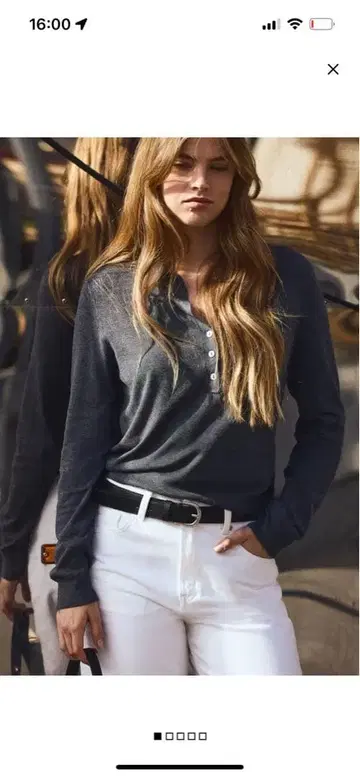 긴팔 피케 셔츠 H&M 다크 그레이