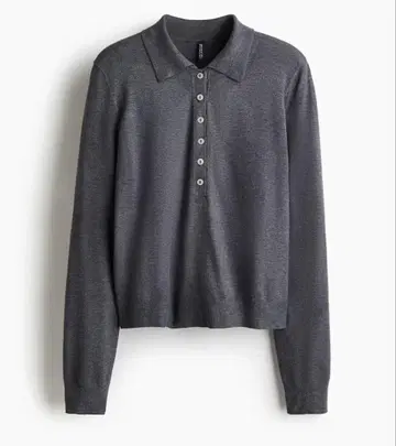 긴팔 피케 셔츠 H&M 다크 그레이