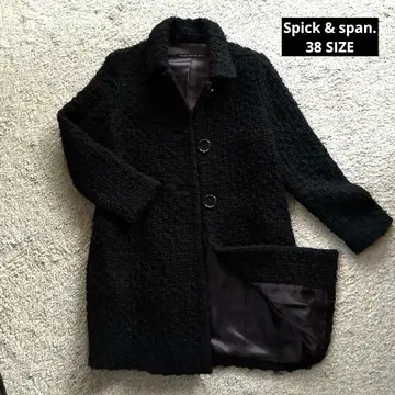 스픽앤스팬 블랙 롱 코트 울 여성용
