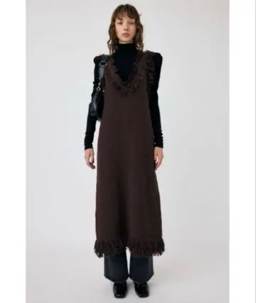 MOUSSY FRINGE KNIT 드레스 브라운 사이즈 2