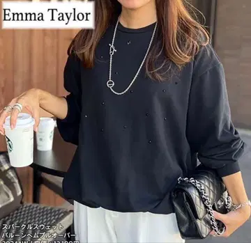 EmmaTaylor 에마테일러 스파클 맨투맨 벌룬 헴 풀오버