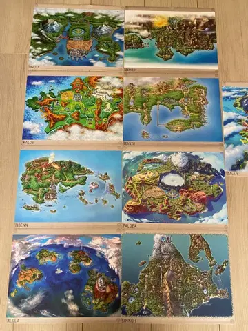 [해외 포켓몬 센터 한정] 타운맵 포스터 리전맵 (9장 세트)