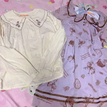 핀토 카루셀 원피스 로즈 부케 자수 긴팔 블라우스