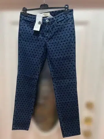 도트 무늬 스키니 데님 W30