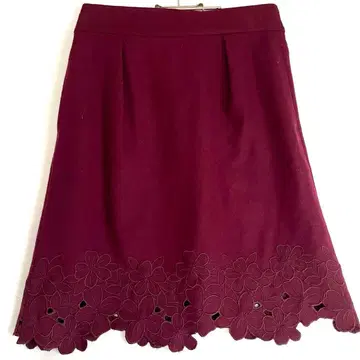 JILLSTUART 컷 레이스헴 턱 세미 타이트 스커트 와인 S